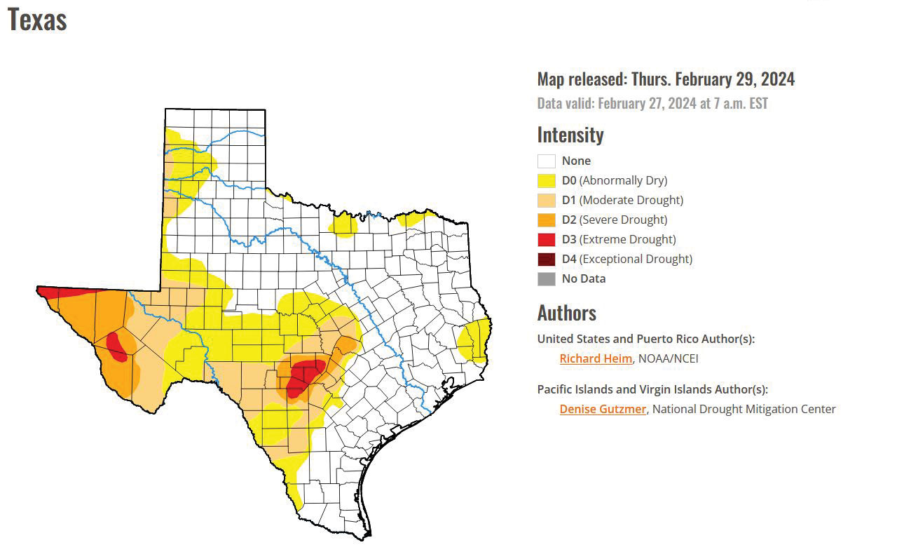 Texas drought map