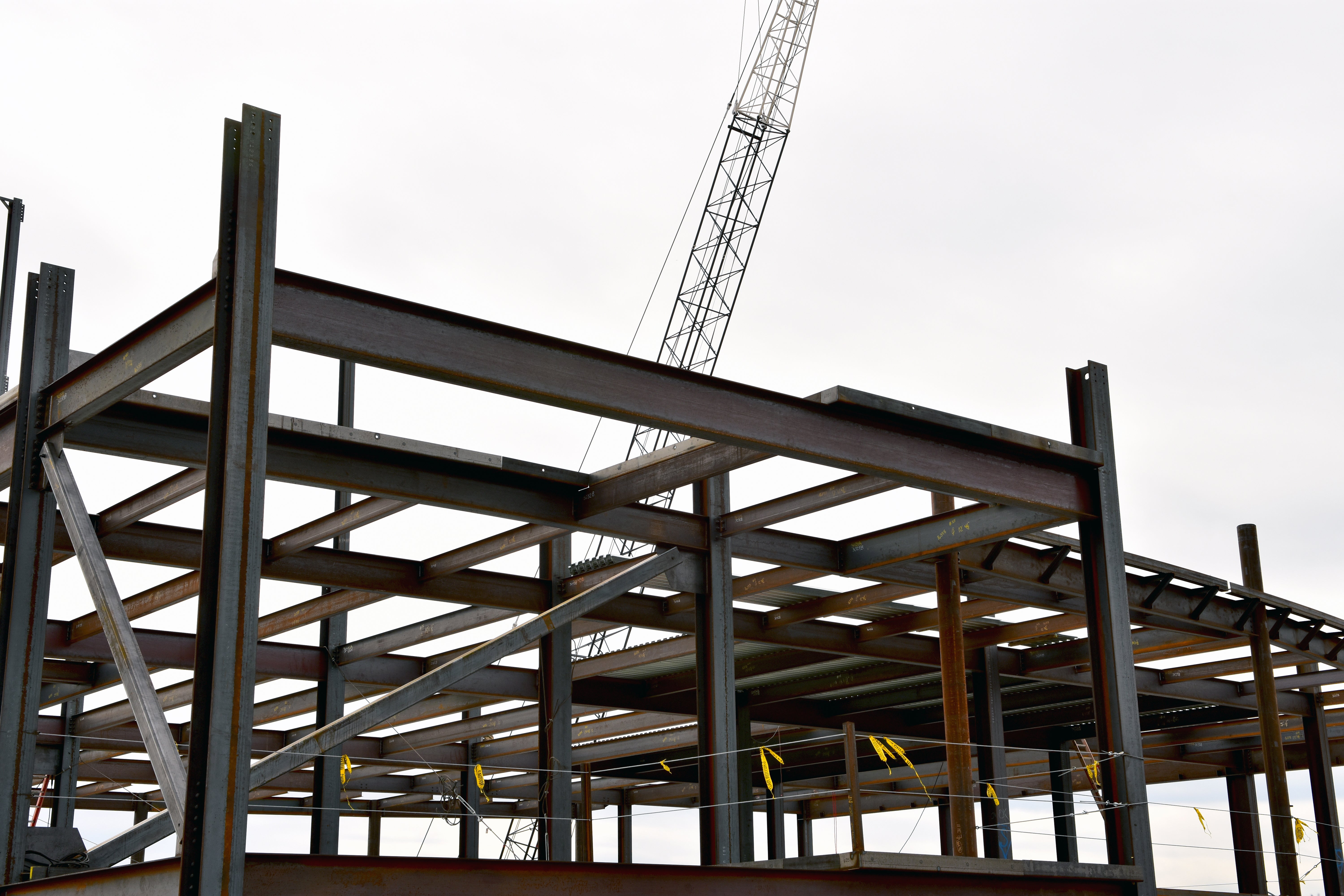 Steel business building under construction.