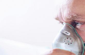 Man in a breathing mask